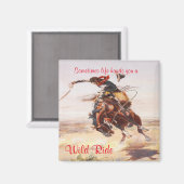 Oude Westerne cowboy op Bucking Horse Magneet (Voorkant / Achterkant)