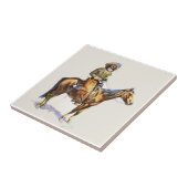Oude Westerne cowboy op paard Tegeltje (Zijkant)