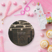 Oude Westerne Saloon & Lichten Rustieke Bruiloft Papieren Bordje (Feest)