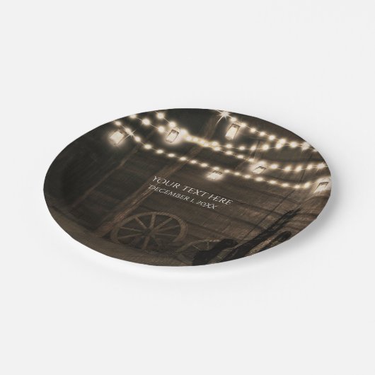 Oude Westerne Saloon & Lichten Rustieke Bruiloft Papieren Bordje (Gekanteld)