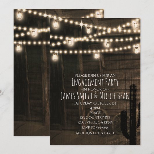 Oude Westerne Saloon Rustieke Bruiloft Verloving Kaart (Voorkant / Achterkant)