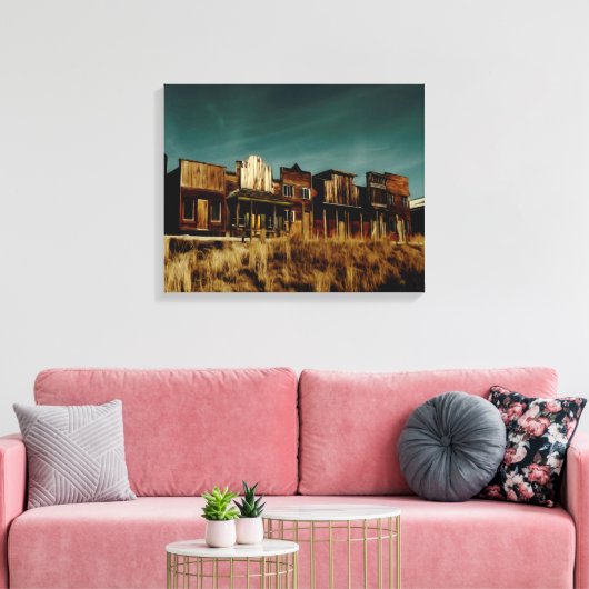 Oude Westerne spookstad. Canvas Afdruk (Insitu (Woonkamer))