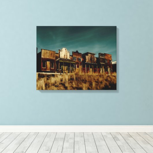 Oude Westerne spookstad. Canvas Afdruk (Insitu (Houten vloer))