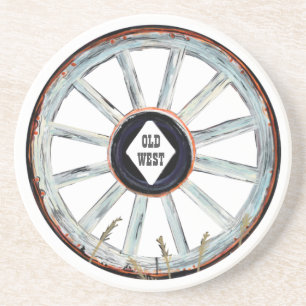 Oude Westerne Wagon Wheel Zandsteen Onderzetter