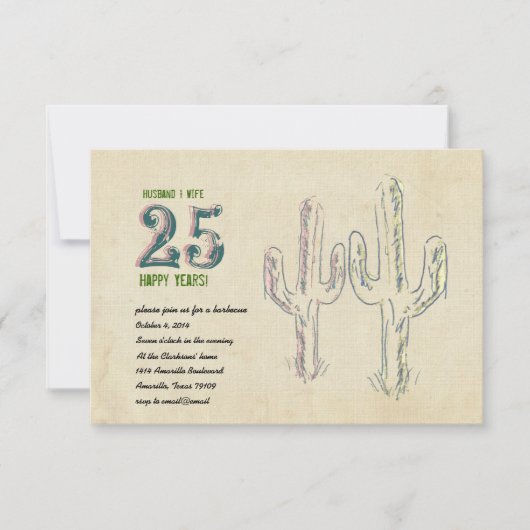 Oude Westerse Cactus Huwelijksjubileum Kaart (Voorkant)