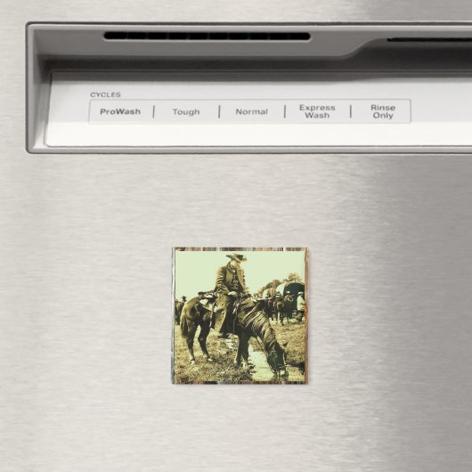 Oude Westerse Cowboy Die Over Het Pad Rijdt Magneet (Insitu (Vaatwasser))