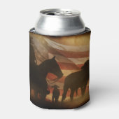 Oude Westerse Cowboy en Amerikaanse Vlag Blikjeskoeler (Blikje Voorkant)