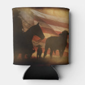 Oude Westerse Cowboy en Amerikaanse Vlag Blikjeskoeler (Achterkant)