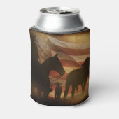 Oude Westerse Cowboy en Amerikaanse Vlag Blikjeskoeler (Blikje Achterkant)