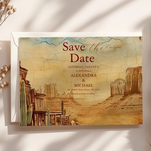 Oude Westerse Cowboy Rustieke Landelijke Bruiloft Save The Date