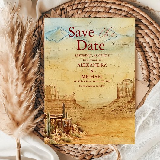 Oude Westerse Cowboy Rustieke Landelijke Bruiloft Save The Date
