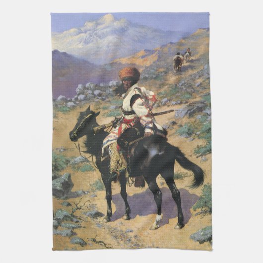 Oude Westerse, Een Indiaanse Trapper van Remington Theedoek (Verticaal)