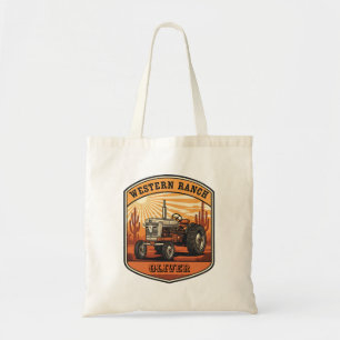 Oude Westerse Ranch Tractor Woestijn Zonsondergang Tote Bag