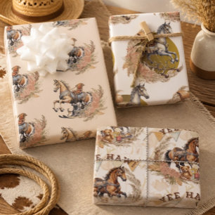 Oude Westerse Schommelpaard Baby Shower Inpakpapier Vel