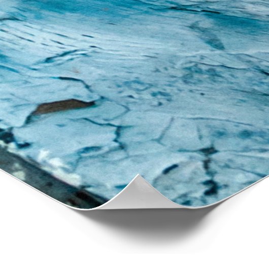 Oude wethermde schil, van hout, met bleek blauw poster (Hoek)