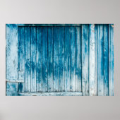 Oude wethermde schil, van hout, met bleek blauw poster (Voorkant)