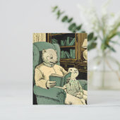 Oude wezel die een boek voorleest aan een jonge we briefkaart (Staand voorkant)