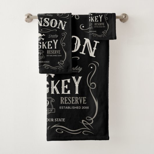 Oude Whiskey-label Aangepaste liquor Bar Bad Handdoek (Insitu)
