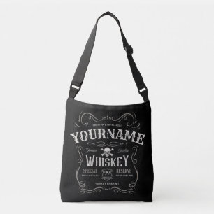 Oude Whiskey-label Aangepaste  liquor Bar Crossbody Tas
