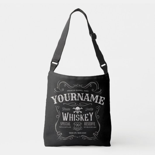 Oude Whiskey-label Aangepaste  liquor Bar Crossbody Tas (Voorkant)