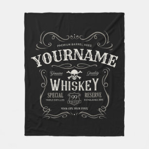 Oude Whiskey-label Aangepaste liquor Bar Fleece Deken