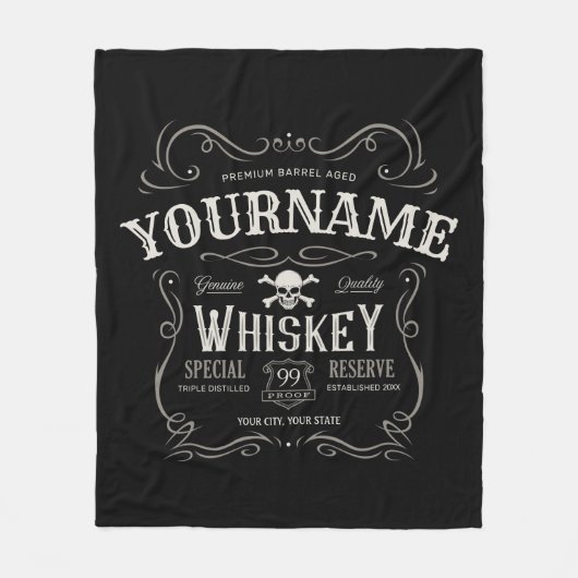 Oude Whiskey-label Aangepaste liquor Bar Fleece Deken (Voorkant)