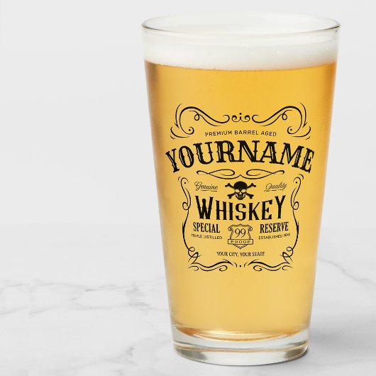 Oude Whiskey-label Aangepaste  liquor Bar Glas
