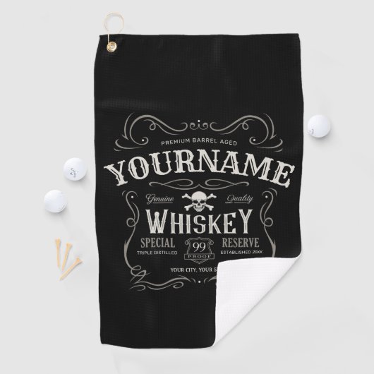 Oude Whiskey-label Aangepaste liquor Bar Golfhanddoek (Insitu)