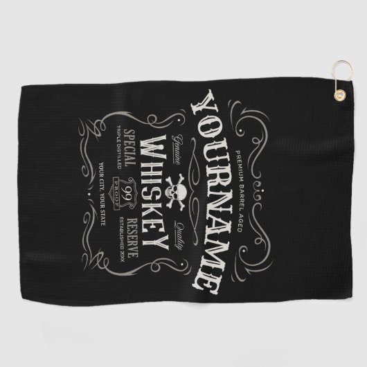 Oude Whiskey-label Aangepaste  liquor Bar Golfhanddoek (Horizontaal)