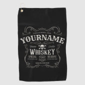 Oude Whiskey-label Aangepaste liquor Bar Golfhanddoek (Voorkant)