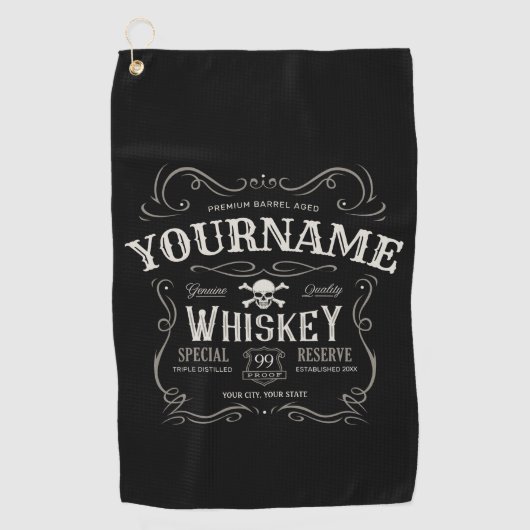 Oude Whiskey-label Aangepaste  liquor Bar Golfhanddoek (Voorkant)