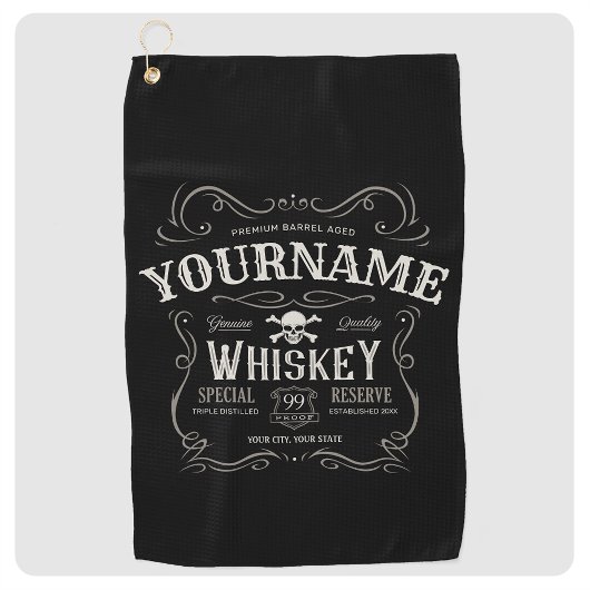 Oude Whiskey-label Aangepaste liquor Bar Golfhanddoek