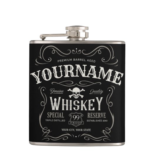 Oude Whiskey-label Aangepaste  liquor Bar Heupfles (Voorkant)