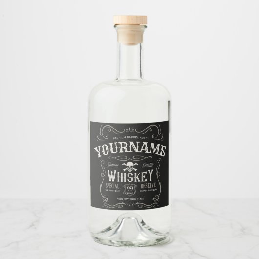 Oude Whiskey-label Aangepaste  liquor Bar Likeurfles Etiket (Voorkant)