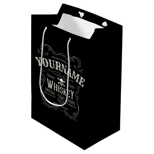 Oude Whiskey-label Aangepaste  liquor Bar Medium Cadeauzakje (Voorkant Gekanteld)