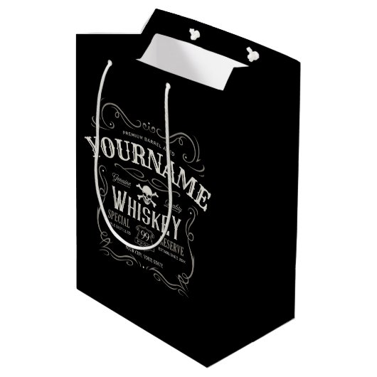 Oude Whiskey-label Aangepaste liquor Bar Medium Cadeauzakje (Achterkant Gekanteld)