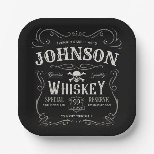 Oude Whiskey-label Aangepaste liquor Bar Papieren Bordje (Voorkant)