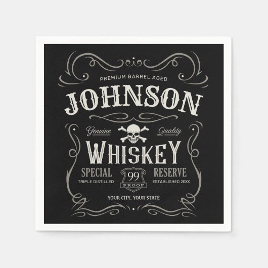 Oude Whiskey-label Aangepaste  liquor Bar Servet (Voorkant)