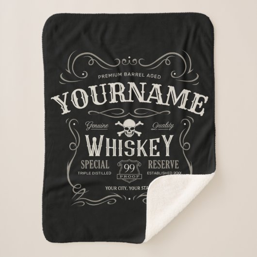 Oude Whiskey-label Aangepaste liquor Bar Sherpa Deken (Voorkant)