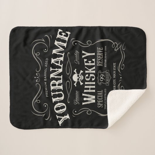 Oude Whiskey-label Aangepaste liquor Bar Sherpa Deken (Voorkant (horizontaal))