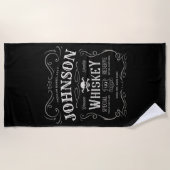 Oude Whiskey-label Aangepaste  liquor Bar Strandlaken (Voorkant)