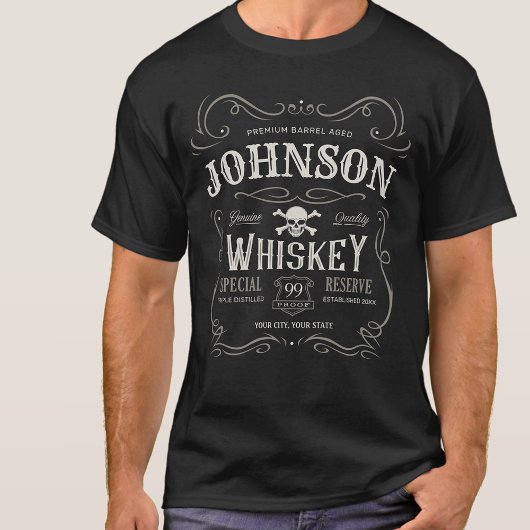 Oude Whiskey-label Aangepaste liquor Bar T-shirt