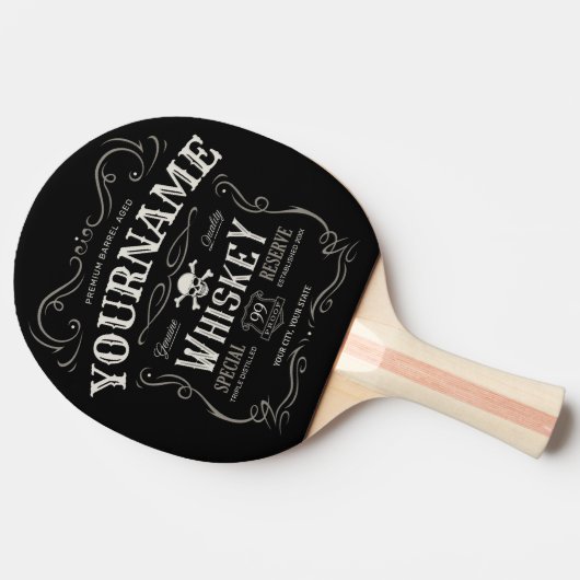 Oude Whiskey-label Aangepaste  liquor Bar Tafeltennisbatje (Zijkant)