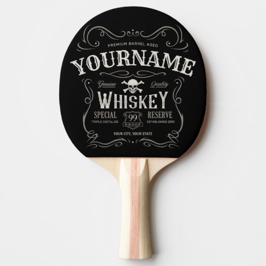 Oude Whiskey-label Aangepaste  liquor Bar Tafeltennisbatje (Voorkant)