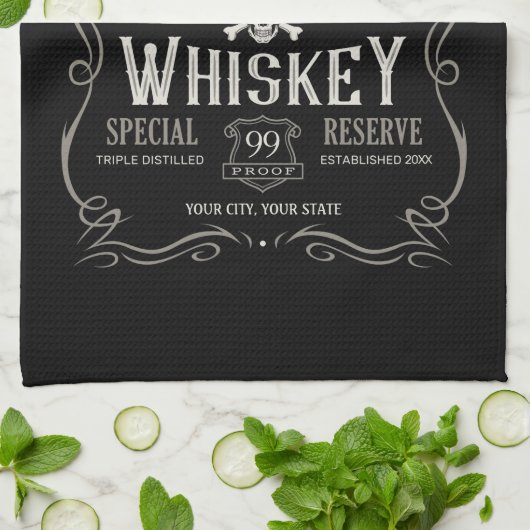 Oude Whiskey-label Aangepaste  liquor Bar Theedoek (Gevouwen)