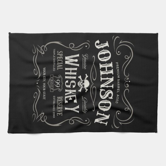 Oude Whiskey-label Aangepaste  liquor Bar Theedoek (Horizontaal)