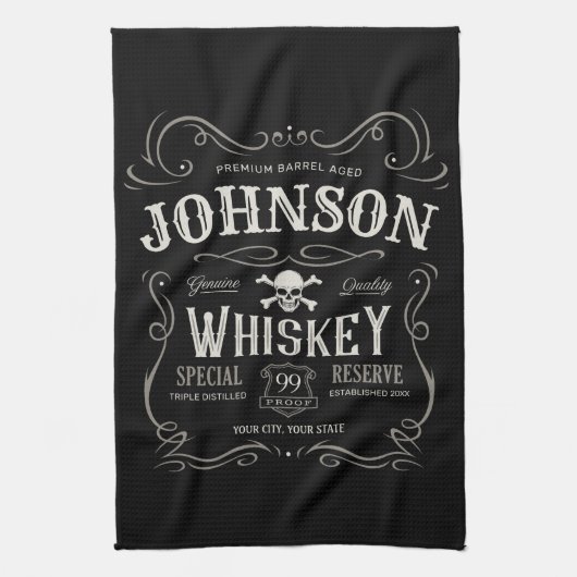 Oude Whiskey-label Aangepaste  liquor Bar Theedoek (Verticaal)