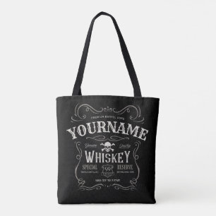 Oude Whiskey-label Aangepaste  liquor Bar Tote Bag