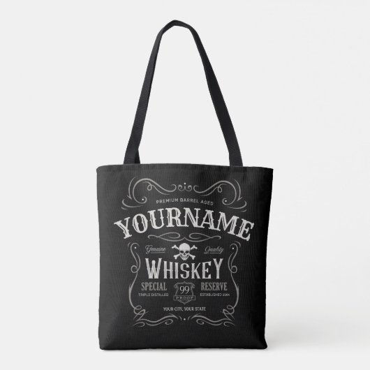 Oude Whiskey-label Aangepaste  liquor Bar Tote Bag (Achterkant)