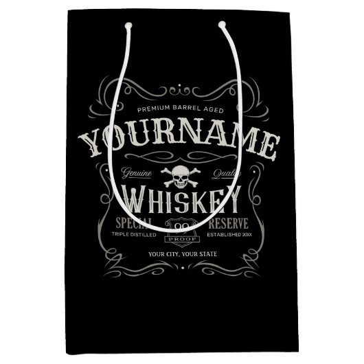Oude Whiskey Label Persoonlijk Antieke Drankenbar  Medium Cadeauzakje (Voorkant)